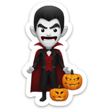 dracula with a jack-o-lantern sticker