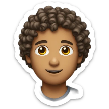 Curly short reb hear boy sticker