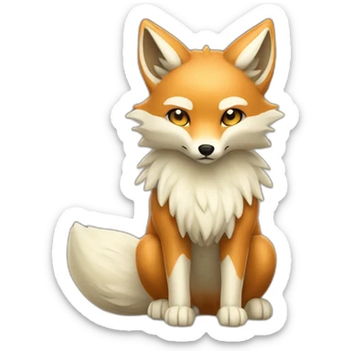 beige nine tailed fox full body sticker