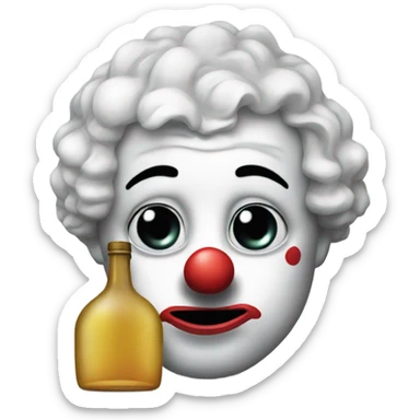 sad clown with bottle of vodka sticker