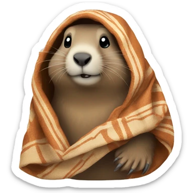 Marmot wrapped in a blanket sticker