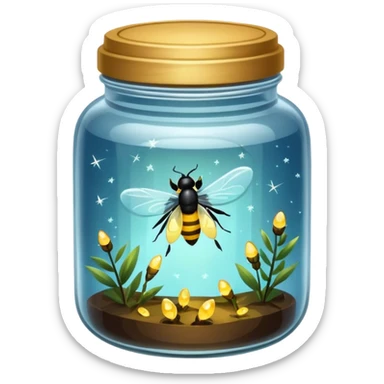 crystal jar full of fireflies sticker