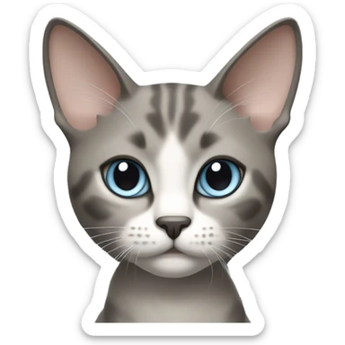 Thai breed cat with a warm cream body, dark gray face, ears, and paws. Short fur, sharp ears, and striking light blue eyes with an intense gaze. sticker