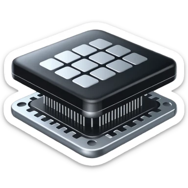   Create an emoji in which it is representing AI brain like chip in black color professional and luxury  AI sticker