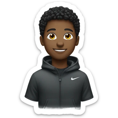 Black boy smiling in a Nike tech sticker
