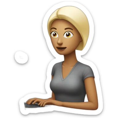 woman having insights which looks like a bulb while she is using computer sticker