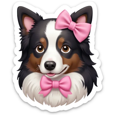 Border collie with pink bow sticker