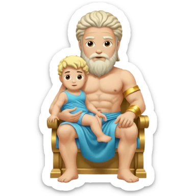 zeus with toddler sitting on thigh sticker