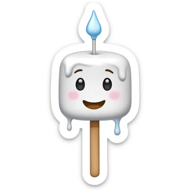 melting tasty Marshmallow on stick sticker