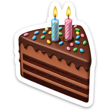 slice of chocolate birthday cake with a candle sticker