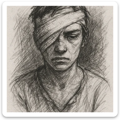 bandage, detailed graphite lines, pencil sketch style sticker