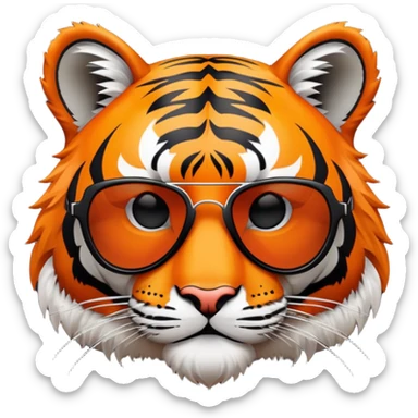tiger face with deal with it sunglasses dropping down for Twitch emote sticker