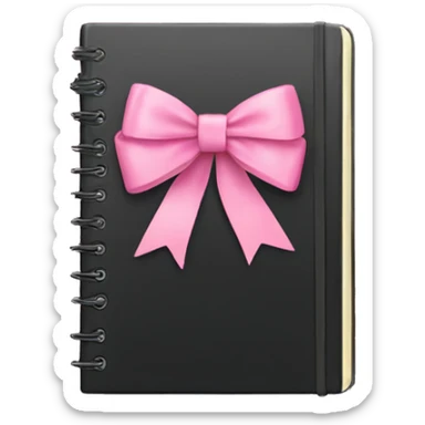 black notebook with pink bow on it sticker