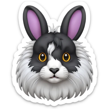 Black lionhead rabbit no white fur sticker