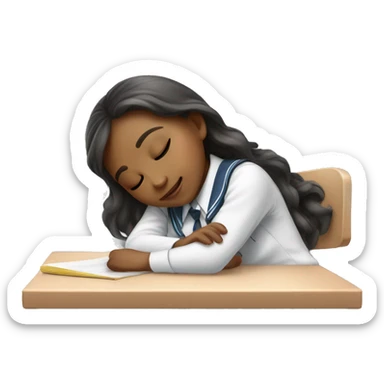 angelic school girl sleeping on desk in uniform sticker