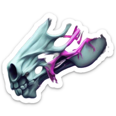 Neon Zombie Pegasus unicorn skeleton psychedelic flowers floral groovy art neon rave raving sticker