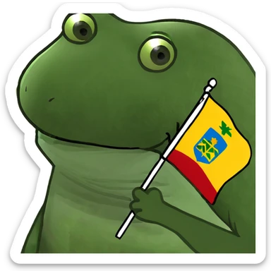 frog holding a Lithuanian flag sticker
