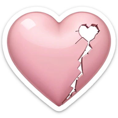 broken light pink heart sticker