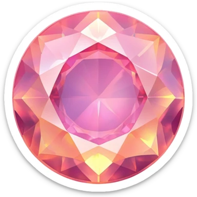 round cut pink fire opal gemstone with classic faceted gemstone style and holographic fire inside sticker