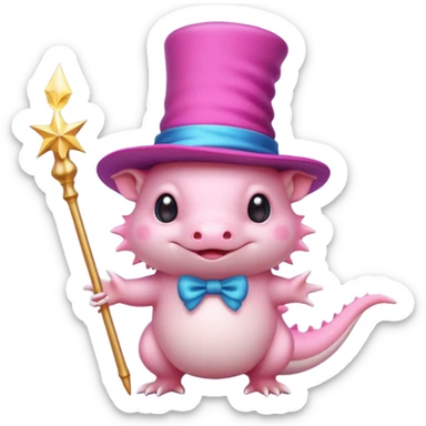 axolotl with magician hat sticker
