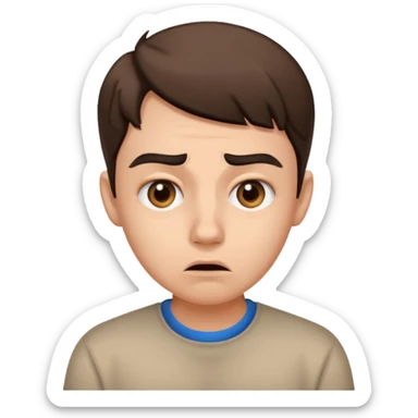 make an emoji of a (young person it has to be like very very confused, disgusted, make the eyebrows very expressive, make the face like he was asking a quiesfion and not getting the answer he wants  sticker