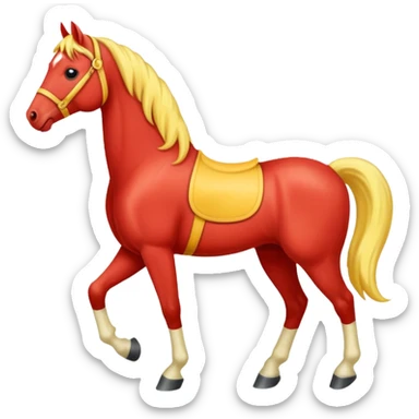 Cavalo vermelho e amarelo pastel sticker