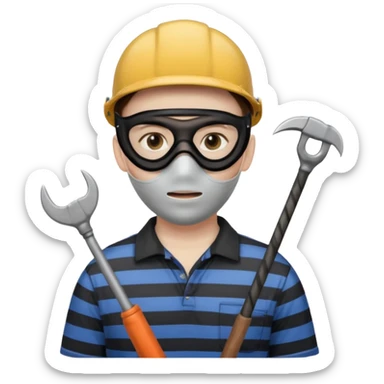 Thief with mask,crowbar and striped shirt sticker