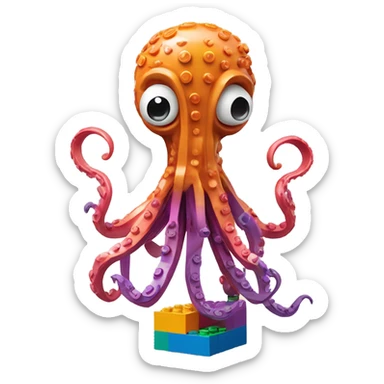 Squid building legos sticker