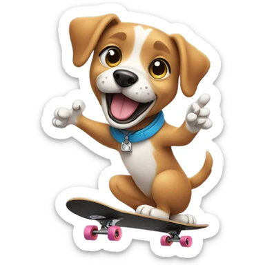 Dog doing sign language riding a skateboard sticker