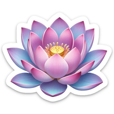  A beautiful, elegant lotus flower sticker in soft pastel colors (pink, lavender, and light blue), with glowing edges, watercolor style, high-quality, detailed but minimalistic,  sticker