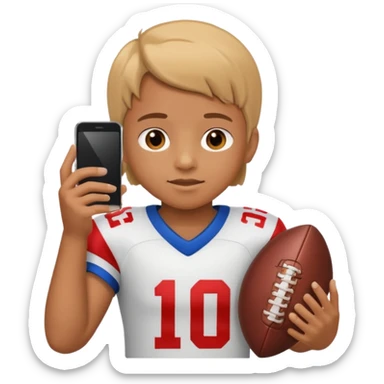 A child holds a phone in his hands and plays football at the same time sticker