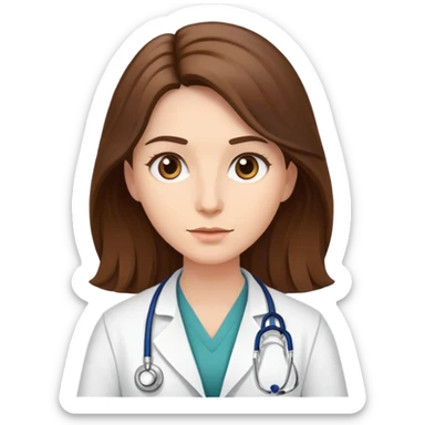 Doctor with long brown hair sticker