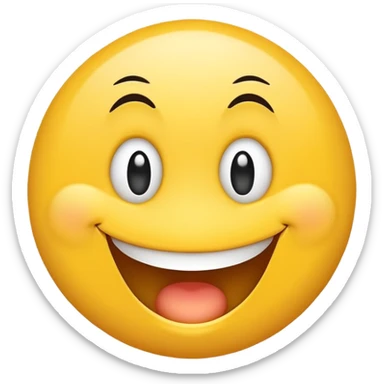 smiley face with wide, uneven eyes, big goofy grin, playful and silly, clumsy personality sticker