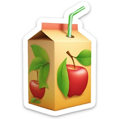 apple juice carton with a straw sticker