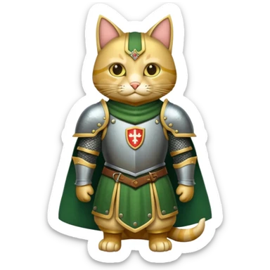 Crea un gato con armadura medieval sticker