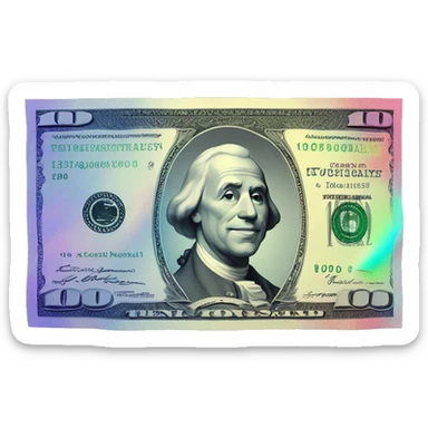 Holographic 100 dollar bill sticker