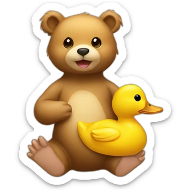 Baby bear and duck sticker