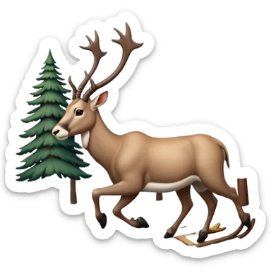 Eland met slede in dennenbos  sticker