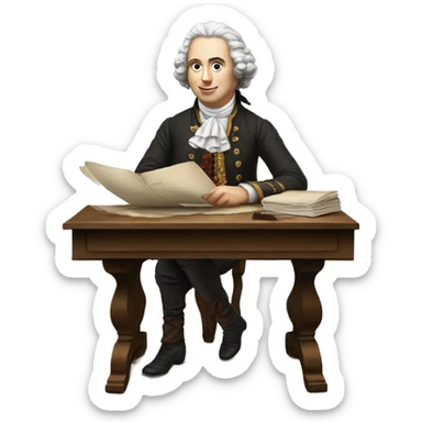 white writer on table 18 century sticker