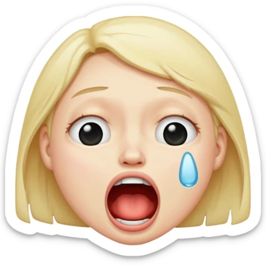 crying face with mouth open like it’s sucking on something  sticker