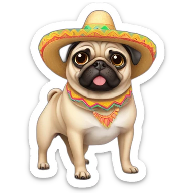 Pug with a sombrero sticker