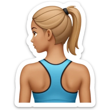 sporty woman cartoon emoji style back view sticker