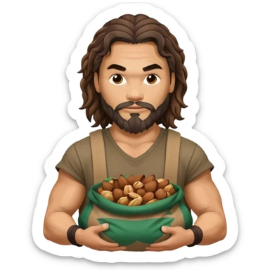 Jason mamoa holding a sack of nuts sticker