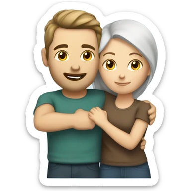 brunegtte caucasian couple hugging  sticker