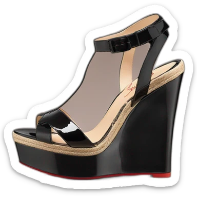 Platform wedges black patent louboutin sandal sticker