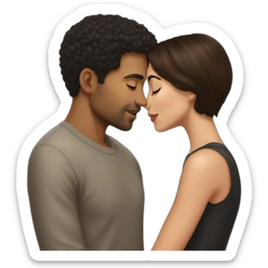 A mixed race man kissing a brunette sticker