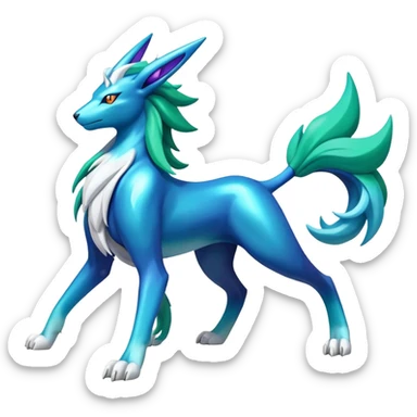 Shiny Colorful Vibrant Cobalion-Suicune-fakemon (full body) sticker