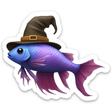 Beta fish with a witch hat  sticker