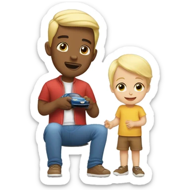 blonde dad plays cars with babyson sticker