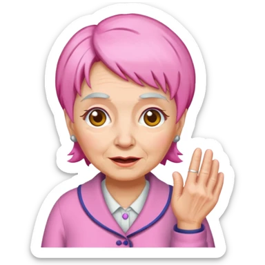 pink haired grandma sticker